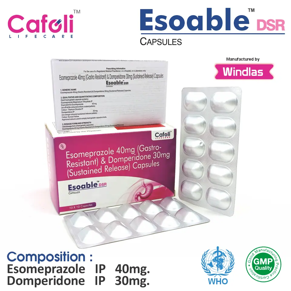 Esomeprazole + Domperidone at the best price in PCD Pharma Franchise for Nausea Relief, Acid Reduction